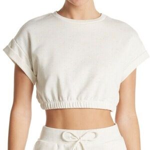 Elodie - Women's Speckled Cropped Top Sweater- Ecru